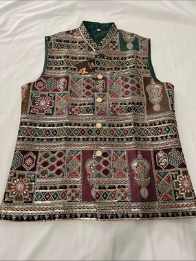 Men Embroidered Multi-Color Nehru Jacket Indian